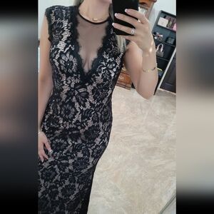 Betsy & Adam Lace Evening Dress